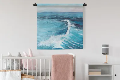 Produktbild von MuchoWow® Wandteppich Wandbehang Meer - Golf - Aquarell 90x90 cm Tapisserie Dekoration Wandtuch - Wandaufhänger