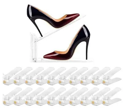 Image de Organisateur de rangement pour chaussures, 20 pièces, empilable, en plastique transparent