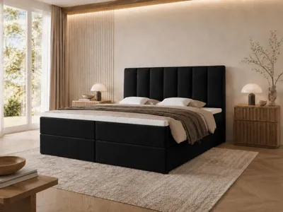 Produktbild von Emlar Boxspringbett Bella 160x200 - Bett mit Matratze und Topper - Boxspringbett mit Bettkasten und Matratze - Boxspringbett Schwarz (Magic Velvet 2219)