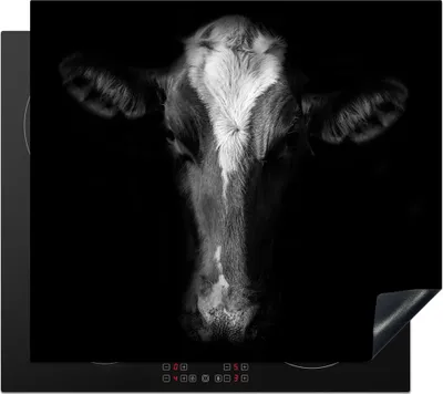 Produktbild von KitchenYeah© Herdabdeckplatte Kuh - Tiere - Schwarz , 59x52cm, Küche Deko, Glaskeramikkochfeld Herdabdeckung, Abdeckplatte fùr Kochfeld