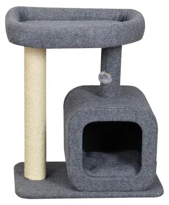 Produktbild von Kratzbaum für Katzen mit Häuschen – 2 Ebenen – gemütlicher Schlafplatz und Sprungplattform