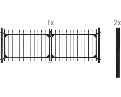 Image de Alberts 510480 Jeu de portes doubles Chaussee, à bétonner, anthracite, hauteur 100 cm, largeur 3 m