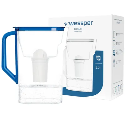 Imagen del producto de Jarra filtrante Wessper D3 SLIM, 2,7 litros, color azul, con 1 filtro aquaclassic