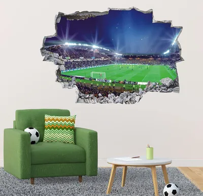 Produktbild von 3D Wandtattoo Fußball Arena, Wandsticker, 89x59 cm, für Jungenzimmer