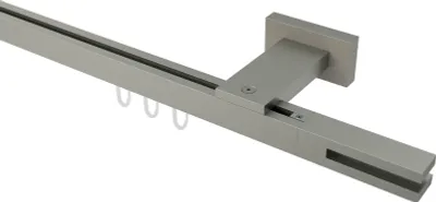 Produktbild von Interdeco Innenlaufstange / Gardinenstange mit Innenlauf Satin-Silber, Typ Quadline Diapo (Doppelstab), 20 x 20 mm 1-läufig, 140 cm