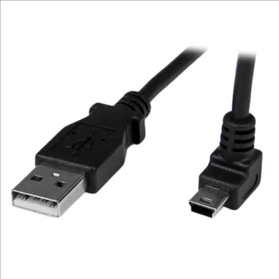 Produktbild von StarTech.com 1m USB auf Mini USB Anschlusskabel gewinkelt - USB A zu Mini B Kabel, 1 m, USB A, Mini-USB B, USB 2.0, Stecker/Stecker, Schwarz