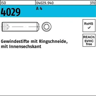 Produktbild von Reyher  Gewindestifte ISO 4029 A 4 M 12 x 50 A 4 (25 Stück)