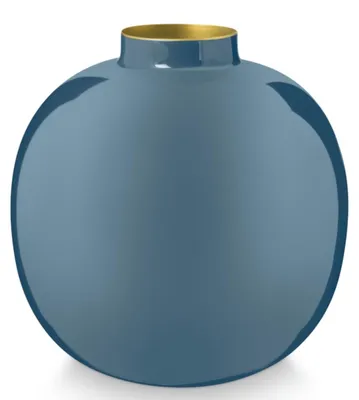 Metallvase hellblau 23 cm rund – Dekorative Vase