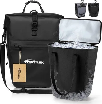 Produktbild von Famanu Fahrradtasche für Gepäckträger - 28 Liter, wasserdicht, mit Isoliertasche und Schulterriemen