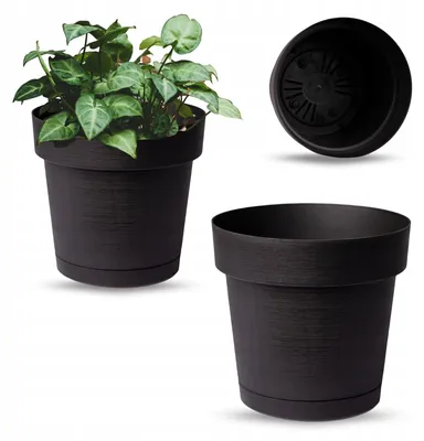 Produktbild von OMAGO Blumentopf Anthrazit Kunststoff 20cm mit Untersetzer