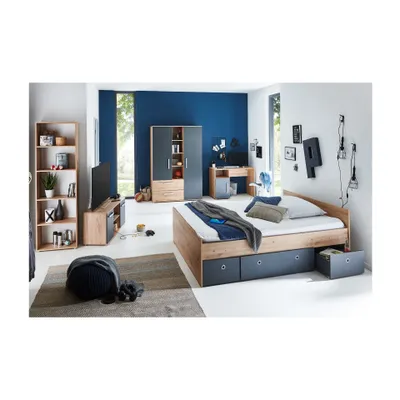 Image de Chambre d'adolescent 6 pièces, armoire, surface de couchage lit d'adolescent incl. caisson à roulettes 140 x 200 cm