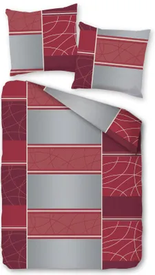 Produktbild von Bettwäsche Winter Biber Baumwolle Feinbiber 135x200 + 80x80 cm mit Reißverschluss Größe: 2 teilig Design: Karo Bordeaux