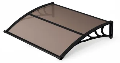 Obrázek produktu pro Stříška nad vchodovými dveřmi Eikuavons, s okapem, rozměry 150 x 100 cm, krytá polykarbonátem, barva černá/hnědá, ochrana proti dešti pro vchod