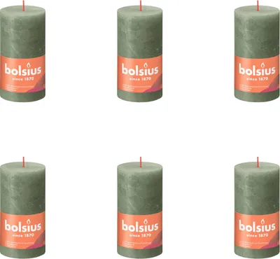 Productafbeelding van Bolsius - Rustieke stompkaars - 130/68 - 1 stuk per verpakking - Fris olijfgeur - Voordeelverpakking - 6 stuks