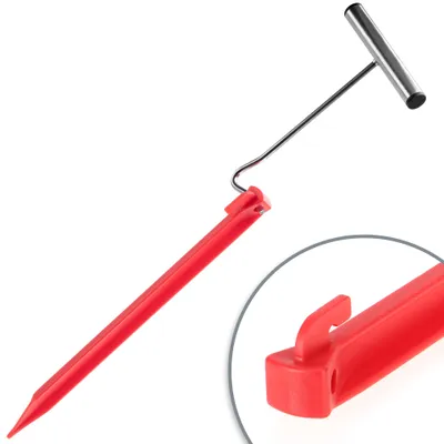 Produktbild von com-four® 12x Zelt-Heringe aus Kunststoff - Bodenanker für Camping, Garten, Strand - Erdnägel mit Heringzieher-Loch - rote Erdanker - 30 cm