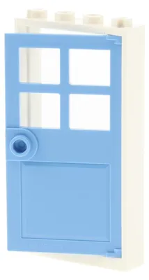 Produktbild von 1xLego Tür Rahmen 1x4x6 weiß Türblatt hell blau Haus 6052993 60623 6262945 60596