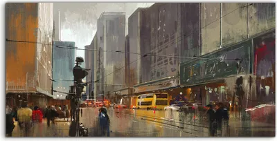 Produktbild von Coloray Acrylbild 140x70  Wandbild Acrylbilder Kunst städtische Stadt Straße Malerei