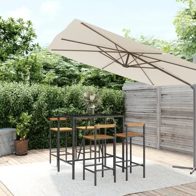 Produktbild von Möbel 5-tlg. Gartenbar-Set Schwarz Poly Rattan & Massivholz Akazie - Balkonmöbel 3187692