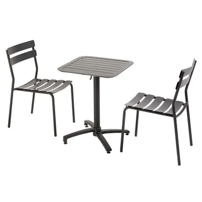 Produktbild von Kipptisch 60 x 60 cm und 2 Stühle schwarz - Oviala Almada