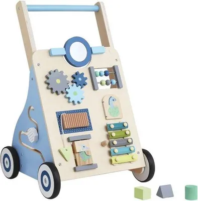Produktbild von Holz-Dino-Baby-Schreitstuhl - Aktivitäten-Duwwagen für Säuglinge - Spielzeug für 1-Jährige
