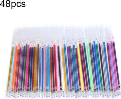 Produktbild von 12/24/36/48/100pcs Multicolor 1mm Schreiben von Malerei Gel Stift Ersetzbare Nachfüllungen-Zufällige Farbe ,Größen:48pcs