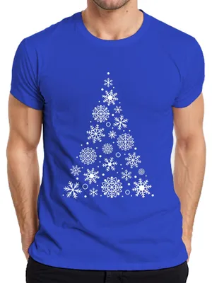 Zdjęcie produktu dla Snowflakes Christmas Tree - Christmas Gift Świąteczna koszulka męska, Niebieski, 3XL