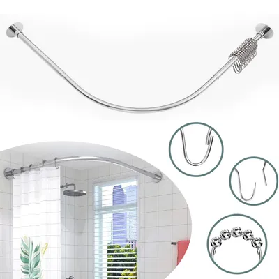 Produktbild von Eck-Duschvorhangstange, Edelstahl, L-förmig, für Badezimmer, Badewanne, Bekleidungsgeschäft