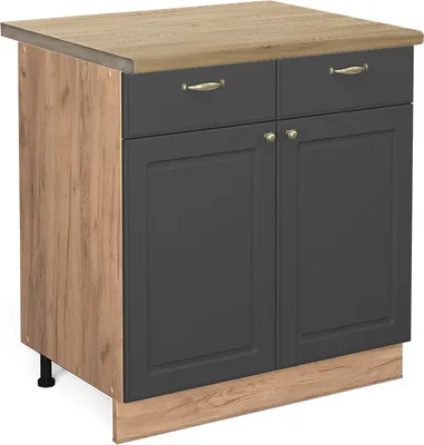 Image de Meuble cuisine Vicco Fame-Line Anthracite-or 80cm , PT Chêne, Model 46184