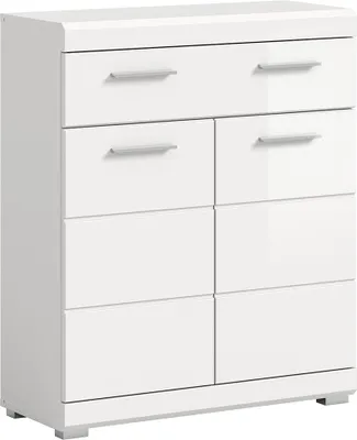 Produktbild von Badezimmer Unterschrank, 74 cm breit, in weiß mit weiß Hochglanz - SIROCO-158