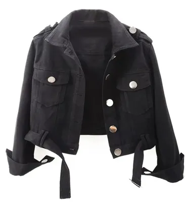 Produktbild von Damen Jeansjacke mit langen Ärmeln und verkürzter Passform