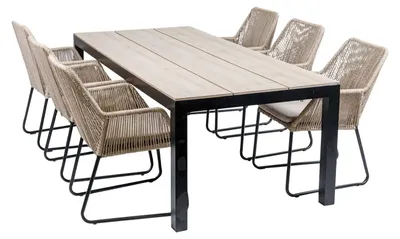 Produktbild von 7-teiliges Gartenset | 6 Mona Gartenstühle | Limasol Gartentisch | 225 cm