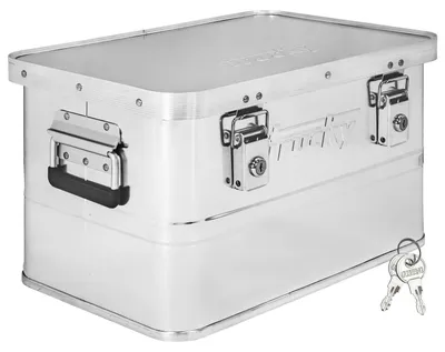 Image de Boîte en aluminium avec couvercle Argentée 30 litres Boîte en métal Boîte de transport Boîte de rangement Verrouillable trucky