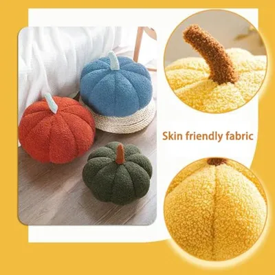 Herbst Kürbis Dekokissen - Weiches Plüschkissen für Halloween Dekoration