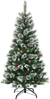 Immagine prodotto di Albero di Natale artificiale da 150 cm con neve e bacche rosse