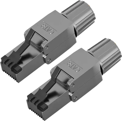 Produktbild von RJ45 Stecker Werkzeuglos CAT 7 CAT 8 LAN Netzwerkstecker Verlegekabel 2 Stück