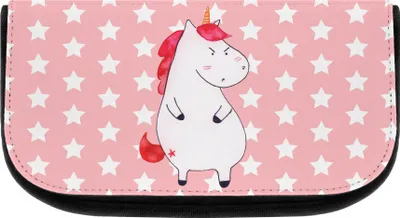 Produktbild von Mr. & Mrs. Panda Kulturbeutel Einhorn Wut - Rot Pastell - Geschenk, kosmetiktäschchen, kulturtäschchen, Make-up Organizer, Lustig, wütend, Büro, Kulturtasche, Arbeit