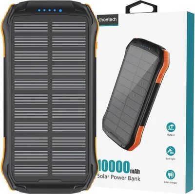 Immagine prodotto di Choetech B659 2X Usb 10000Mah Qi 5W Powerbank solare con ricarica induttiva (nero e arancione)