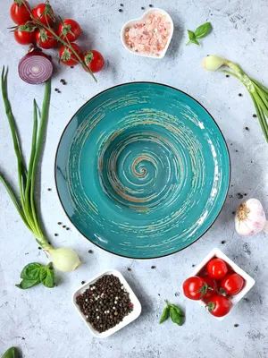 Zdjęcie produktu dla Wilmax talerz porcelanowy zielony, 24 cm, okrągły talerz głęboki WL-669525/A