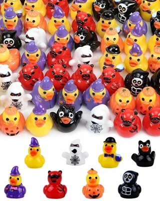 Produktbild von Mini Enten aus Kunstharz - Bunte Grusel-Figuren für Dekoration und Bastelarbeiten - 32 Stück