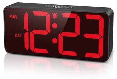 Digitalwecker mit LED-Display, Doppelalarm, 3 Helligkeitsstufen, schwarz