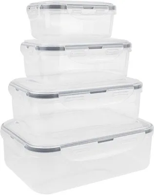 Productafbeelding van Allecto Plus - 8-delige set Invriesdozen met deksel, luchtdichte voedselboxset - BPA-vrij - voor magnetron en vriezer - zwart