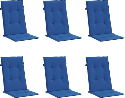 Image de vidaXL Coussin pour chaise de jardin à haut dossier 6 pcs. Bleu roi 120x50x3cm