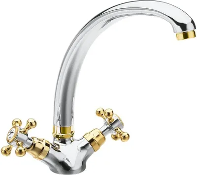 A studio shot of a kitchen faucet.