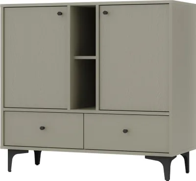 Produktbild von Masseno Kommode TORINO 100 cm Sideboard mit 2 Schubladen und 2 Türen für Wohnzimmer Schlafzimmer Modern 100x41x94 cm Hellgrün / Hellgrün