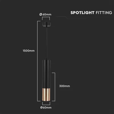 Obrázek produktu pro Závěsná lampa 60x300mm černá se zlatou V-TAC VT-977-6688