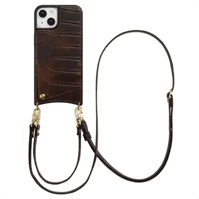 Immagine prodotto di Selencia Nova Croco Custodia per cellulare con cordino e porta carte iPhone 14 / 13 - Choco Brown