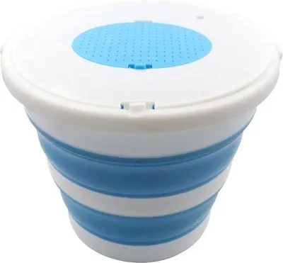 Image de Seau bleu pliable avec couvercle - camping, maison, jardin, lavage de voiture - portable et multifonctionnel avec poignée
