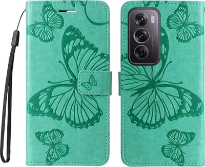 Produktbild von OPPO Reno12 Pro Hülle - Coverup Schmetterlinge Klapphülle - Mintgrün