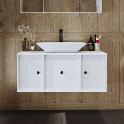 Obrázok produktu pre Skye Decor, kvalitná skrinka do kúpeľne s umývadlom, biela, 105 cm, 100% MDF, 100% keramika
