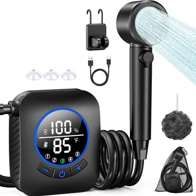 Produktbild von Tragbare Outdoor-Dusche, Handheld Mobile Duschen, 8000mAh, 3 Modi Starker Wasserfluss, Gartenduschen